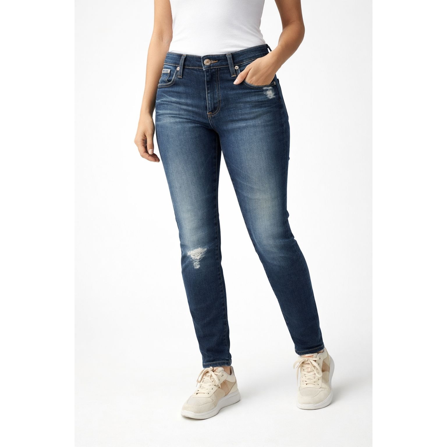 Nwt Ag Jeans The Farrah Skinny Ankle High Rise Jeans Blue Size 26